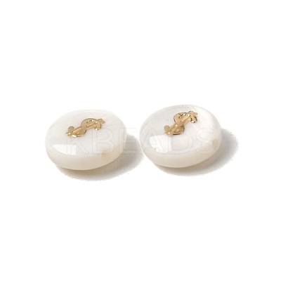 Natural Freshwater Shell Flat Round Beads SHEL-C009-01C-1