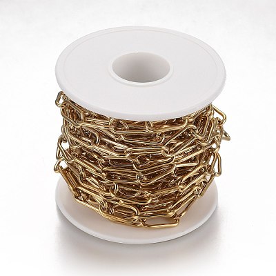 Ion Plating(IP) 304 Stainless Steel Paperclip Chains CHS-A006-01G-1