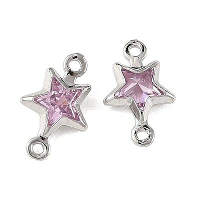 SHEGRACE Brass Pave Cubic Zirconia Star Connector Charms XGRQ2O212-441B-P-1