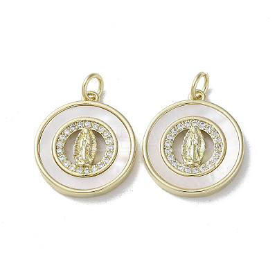 Brass Micro Pave Cubic Zirconia Pendants KK-G485-19E-G-1