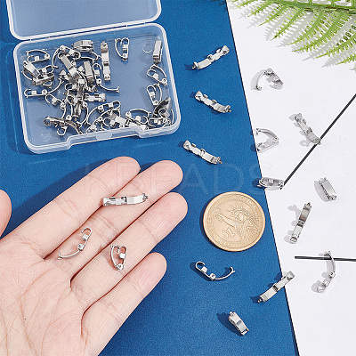 50Pcs 304 Stainless Steel Fold Over Clasps STAS-UN0041-57-1