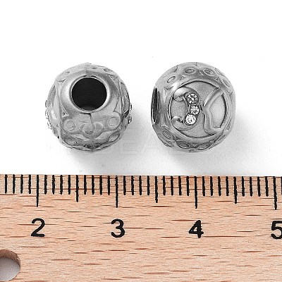 304 Stainless Steel Rhinestone European Beads STAS-A092-10K-P-1