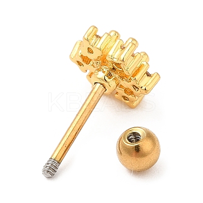 Brass Micro Pave Clear Cubic Zirconia Stud Earrings EJEW-L265-04G-1