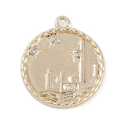 Brass Micro Pave Clear Cubic Zirconia Pendants KK-Z075-10G-1