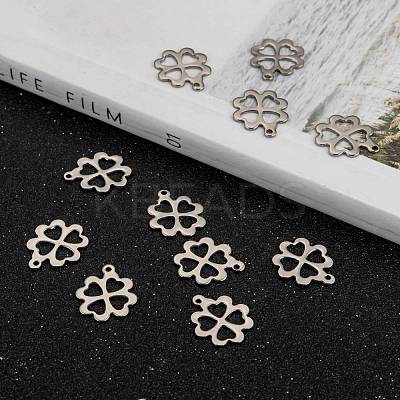 Tarnish Resistant 304 Stainless Steel Four Leaf Clover Charms Pendants STAS-M004-01-1