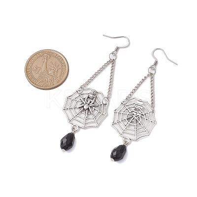 Halloween Themed Spider Alloy Dangle Earrings EJEW-JE06073-1