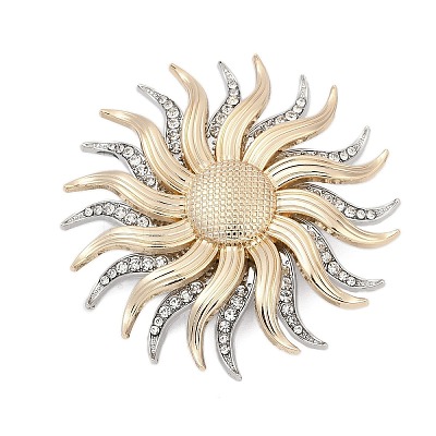 Sunflower Alloy Rhinestone Brooches for Backpack ClothesDouble  LS-PALLOY-D361-12GP-1
