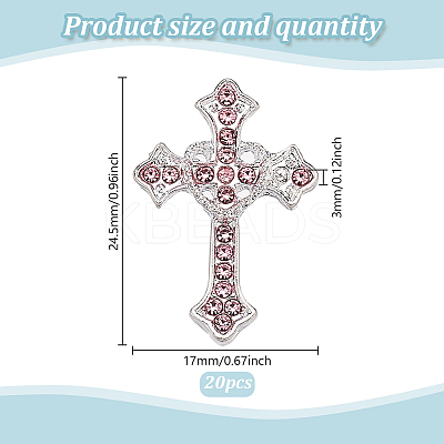 20Pcs Cross Silver Plated Zinc Alloy Cabochons MRMJ-HY0001-31-1