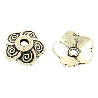 Tibetan Style Alloy Flower Bead Caps TIBE-5221-AS-FF-1