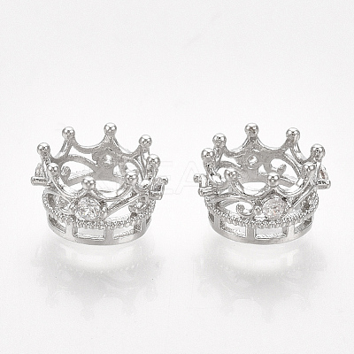 Brass with Cubic Zirconia European Beads LS-KK-T035-122-1