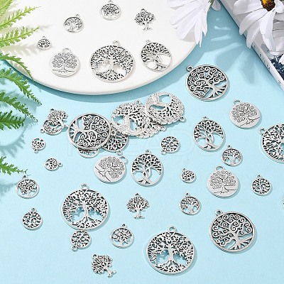 50Pcs 10 Styles Tibetan Style Alloy Pendants FIND-YW0006-93-1