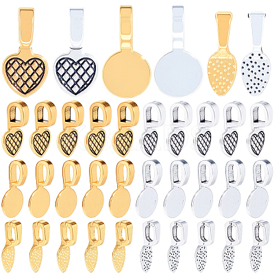 120Pcs 6 Styles Alloy Glue On Flat Pad Pendant Bails FIND-SP0005-08-1