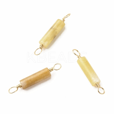 Natural Topaz Jade Connector Charms PALLOY-JF01454-02-1