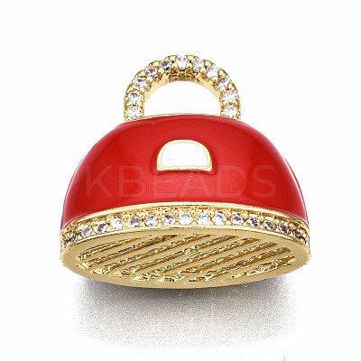 Brass Micro Pave Cubic Zirconia Enamel Pendants ZIRC-Q200-022C-NF-1