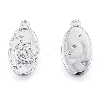 Brass Micro Pave Clear Cubic Zirconia Pendants KK-N216-573P-1