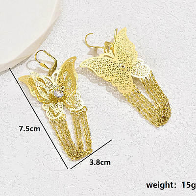 Iron Filigree Butterfly Dangle Leverback Earrings SQ8048-1