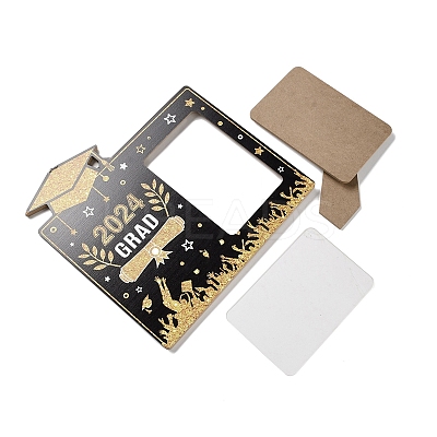 Graduate Theme Wood with Acrylic Rectangle Picture Frame AJEW-D069-01B-1