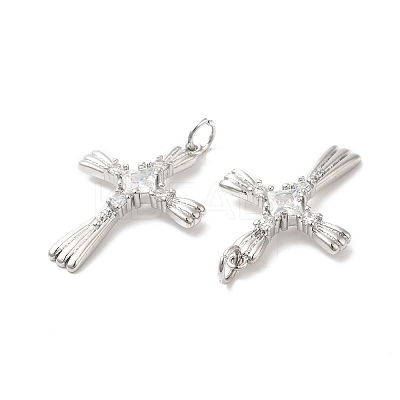 Brass & Glass & Cubic Zirconia Pendants KK-G468-12P-1