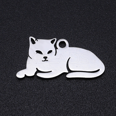 Non-Tarnish 304 Stainless Steel Kitten Pendants STAS-N090-JN857-1-1