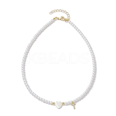 Brass Micro Pave Grade AAA Cubic Zirconia Letter Pendant Necklaces NJEW-JN04771-20-1