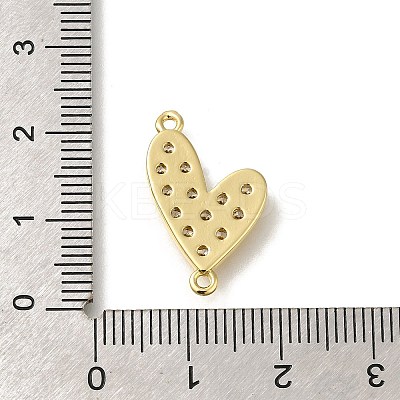Rack Plating Brass Clear Cubic Zirconia Heart Connector Charms KK-Z086-05G-1