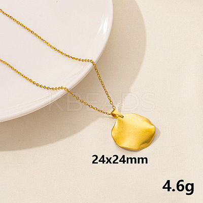 Stainless Steel Flat Round Pendant Necklaces FU8631-12-1
