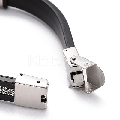 Men's Silicone Cord Bracelet LS-BJEW-M206-02RGP-1