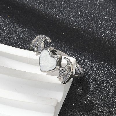 Heart with Wing Enamel Finger Rings RJEW-G337-05P-02-1