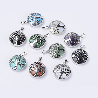 Natural & Synthetic Mixed Stone Pendants G-P350-D-1