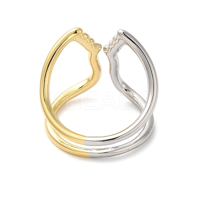 Brass Hollow Open Cuff Rings for Women RJEW-B062-12GP-1