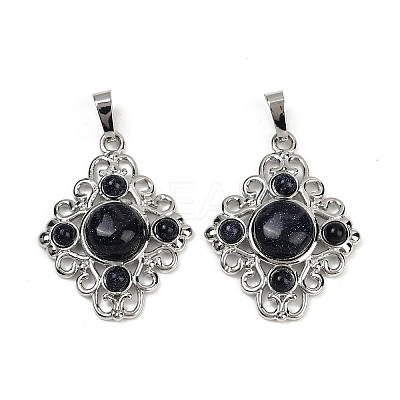 Synthetic Blue Goldstone Pendants G-Z077-01P-14-1