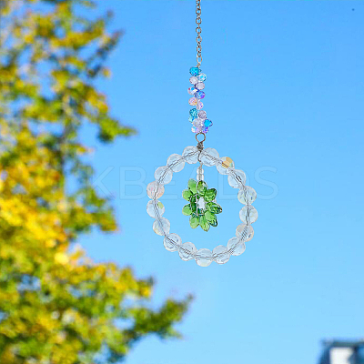 3Pcs Glass Pendant Decorations HJEW-FH00050-1