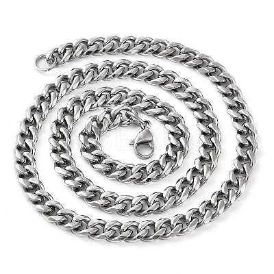 Non-Tarnish 304 Stainless Steel Cuban Link Chain Necklace for Men Women NJEW-C013-01P-1