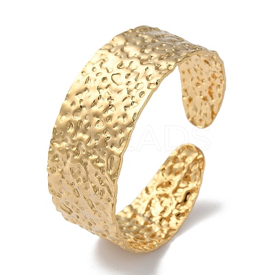 304 Stainless Steel Hammered Textured Cuff Bangles for Women BJEW-Q770-03G-1