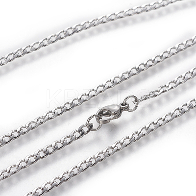 Non-Tarnish 304 Stainless Steel Curb Chain Necklaces NJEW-E143-01P-1