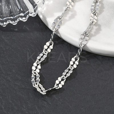 304 Stainless Steel Dapped Chains Bracelets for Women BJEW-D466-08C-P-1