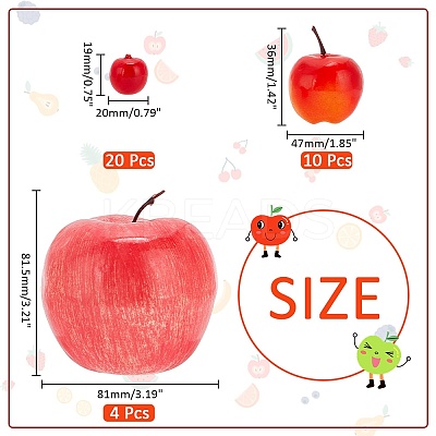 34Pcs 3 Style Plastic Imitation Apple AJEW-PH0011-35-1