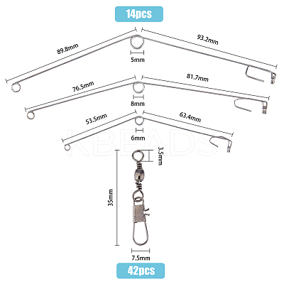 84Pcs Stainless Steel Solid Fishing Swivel Snaps Hook Connector Barrel Bearing DIY-FH0004-92-1