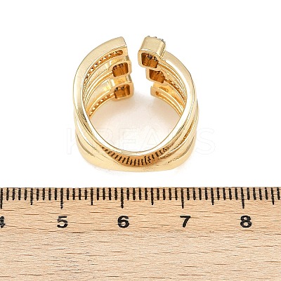 Brass Micro Pave Cubic Zirconia Cuff Rings RJEW-C140-12G-1