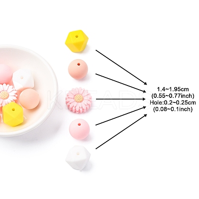 5 Styles Food Grade Eco-Friendly Silicone Beads SIL-FS0001-23-1