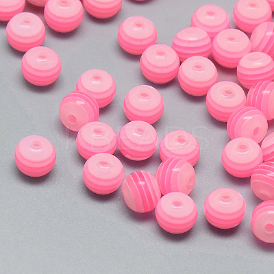 Transparent Stripe Resin Beads RESI-S345-8mm-01-1