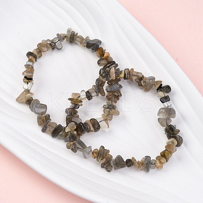 Natural Moonstone Chip Beaded Stretch Bracelets for Women Men BJEW-L038-01D-1