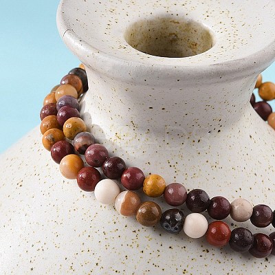 Natural Mookaite Round Bead Stretch Bracelets X-BJEW-L594-B05-1