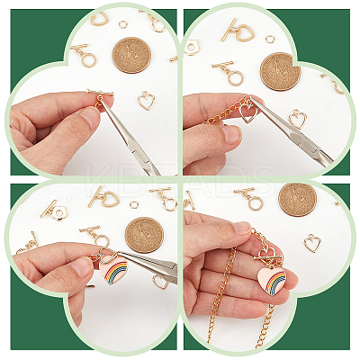 24Pcs 6 Styles Rack Plating Brass Toggle Clasps KK-DC0001-45-1