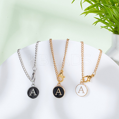 Flat Round with Letter Alloy Enamel Wine Glass Charms AJEW-AB00184-01-1
