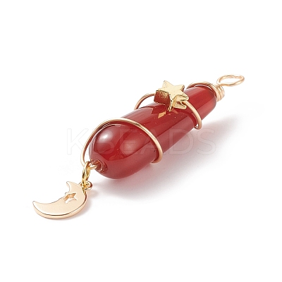Dyed Natural Carnelian Big Pendants PALLOY-JF01866-03-1