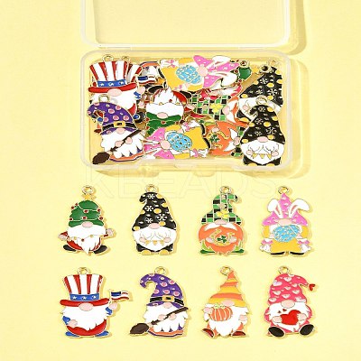24Pcs 8 Styles Alloy Enamel Pendants ENAM-FS0002-80-1