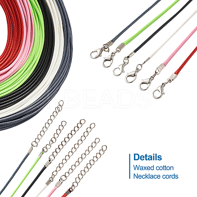 Waxed Cotton Cord Necklace Making MAK-BT0001-03-1