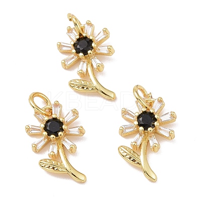Rack Plating Brass Micro Pave Cubic Zirconia Pendants KK-E033-11G-1
