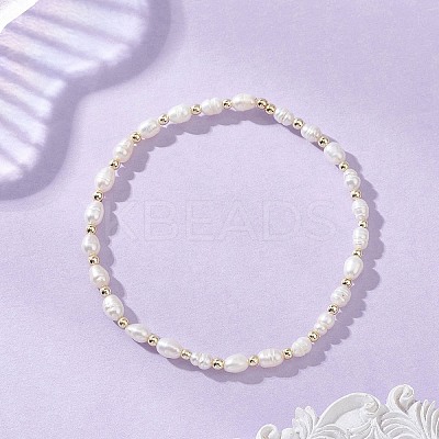 Natural Cultured Freshwater Pearl Beads Stretch Bracelets for Women BJEW-JB13354-1